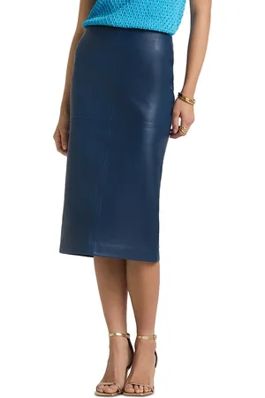 ST. JOHN Double Face Nappa Leather Skirt