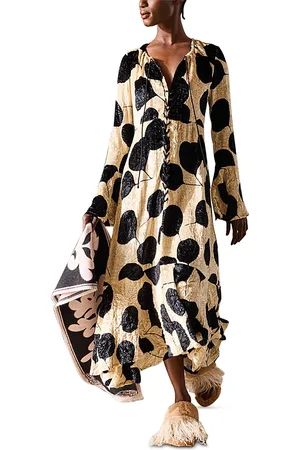 La DoubleJ Cocteau Printed Crushed Velvet Maxi Dress