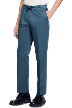 Sandro Alpha Cotton Blend Straight Leg Drawstring Pants
