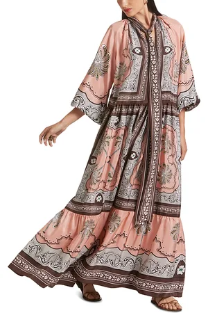 La DoubleJ Athena Silk Hand Printed Tie Neck Dress