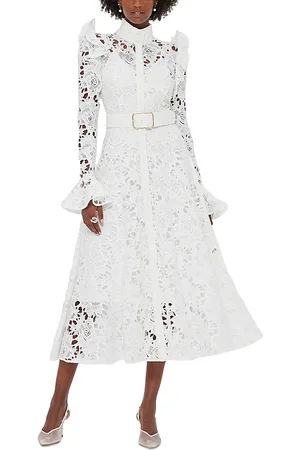 LEO LIN Aliyah Lace Belted Midi Dress