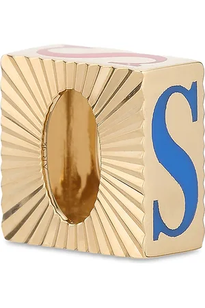 Adina Reyter 9K Yellow Gold Ceramic Initial Fluted Big Bead Pendant