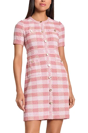 Misook Plaid Button Front Sheath Dress