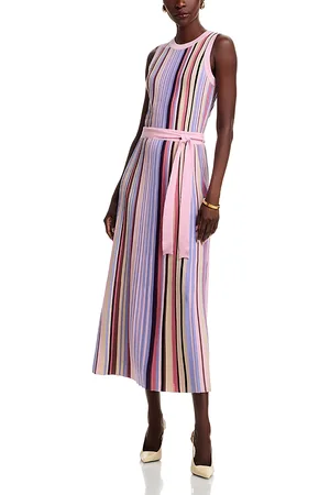Misook Rib Knit Striped Maxi Dress