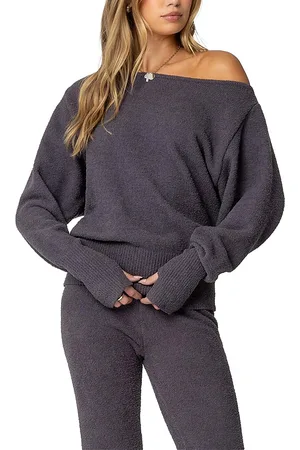 Edikted Plush Oversized Asymmetric Sweater