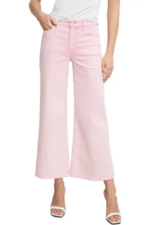 GOOD AMERICAN Good Waist High Rise Cropped Palazzo Jeans in Pink