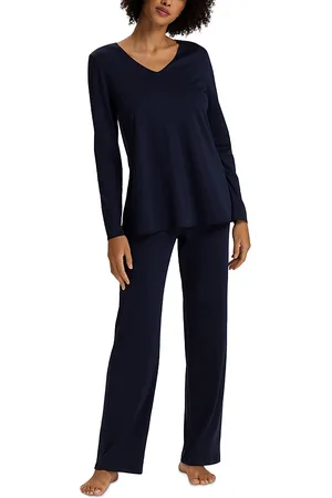Hanro Cotton Silk V Neck Long Sleeve Pajama Set