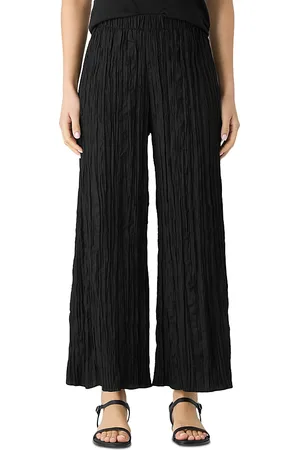 Eileen Fisher Crushed Silk Wide Leg Ankle Pants