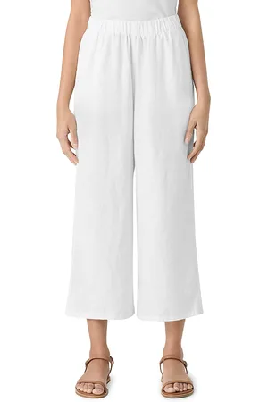 Eileen Fisher Linen Cropped Wide Leg Pants