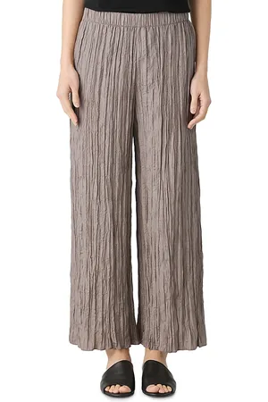 Eileen Fisher Crushed Silk Wide Leg Ankle Pants