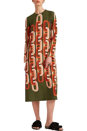 La DoubleJ Long Sleeve Midi Swing Dress