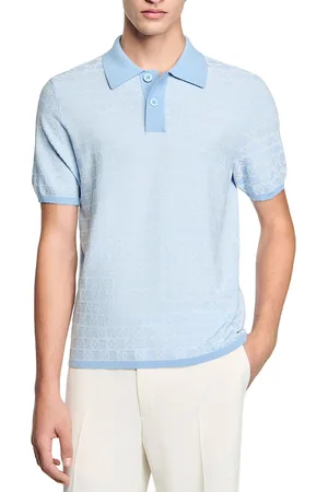 Sandro Square Cross Jacquard Polo Shirt