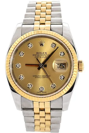 Rolex Oyster Perpetual Datejust Automatic Watch in Stainless Steel and Gold with Diamond Markers 36mm