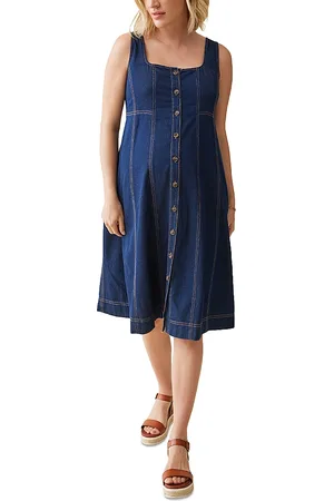 Ingrid & Isabel Maternity Contrast Thread Chambray Dress