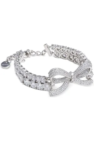 Self-Portrait Crystal Bow Double Tennis Bracelet