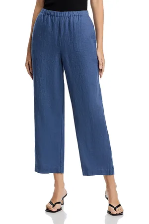 Eileen Fisher Linen Straight Leg Pull On Pants