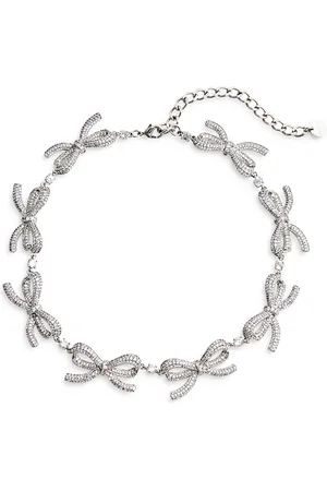Self-Portrait Crystal Bows Necklace, 13.4