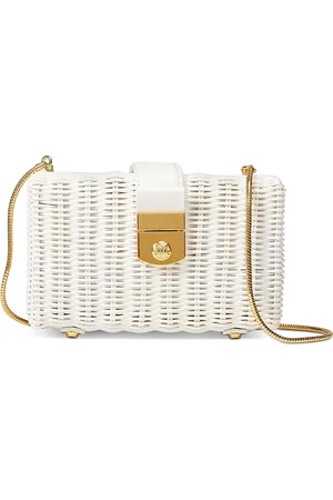 VERONICA BEARD Lock Box Wicker Clutch Bag