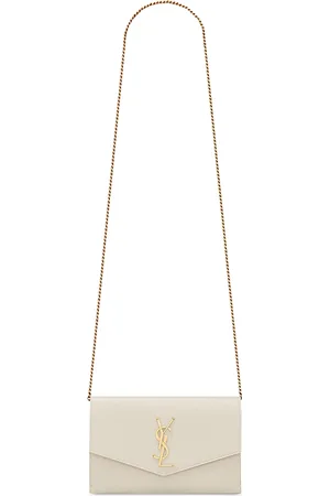 Saint Laurent Uptown Chain Wallet in Grain De Poudre Embossed Leather