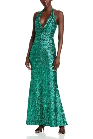 CHIARA BONI Ryushi Sequined Halter Gown