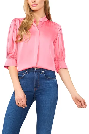 CE&CE Ruched Sleeve Hidden Placket Top