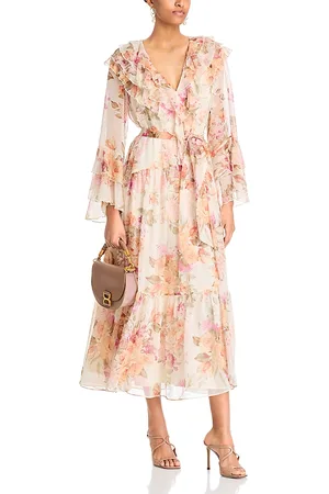 Aqua Floral Ruffle Maxi Dress