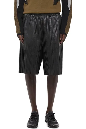 Helmut Lang Pleated Leather 11.25 Shorts