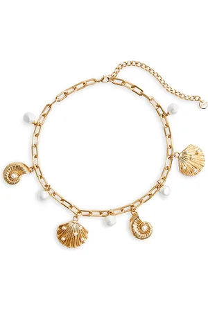 Self-Portrait Self Portrait Imitation Pearl Seaside Motif Paperclip Link Collar Necklace, 15-19.3