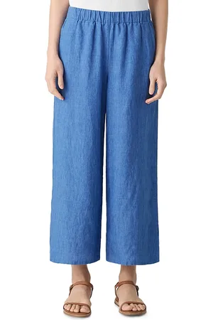 Eileen Fisher Washed Linen Delave Wide Leg Pants