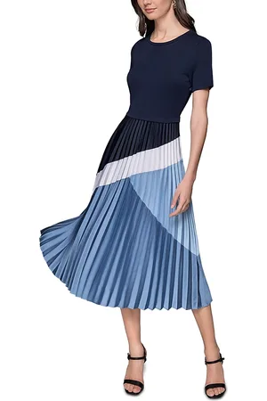 Karl Lagerfeld Jersey Satin Color Block Midi Dress