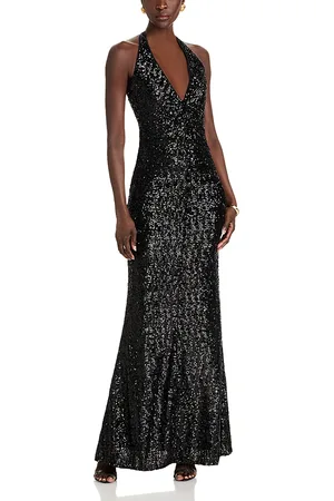 CHIARA BONI Ryushi Sequined Halter Gown
