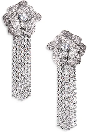 Self-Portrait Crystal Flower Droplet Earrings