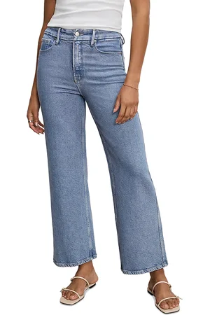 GOOD AMERICAN Soft Tech Good Skate Wide Leg Crop Jeans in Indigo860