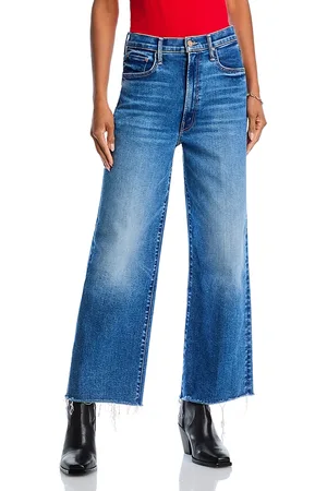 Mother The Maven Mid Rise Ankle Fray Wide Leg Jeans in