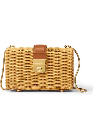 VERONICA BEARD Lock Box Wicker Clutch Bag
