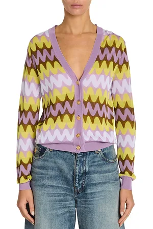 VERSACE Wave V Neck Cardigan Sweater