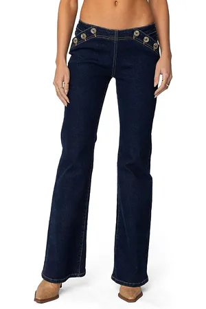 Edikted Alison Low Rise Flared Dark Rinse Wash Jeans