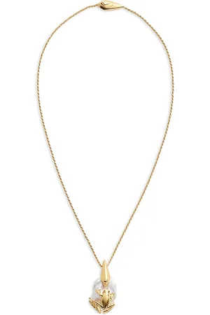 Bottega Veneta Rana Frog & Baroque Cultured Freshwater Pearl Pendant Necklace in 18K Gold Plated Sterling Silver, 18.11