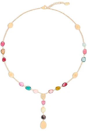 Marco Bicego 18K Yellow Lunaria Tourmaline Multicolor Tourmaline & Diamond Lariat Necklace, 16.5-18