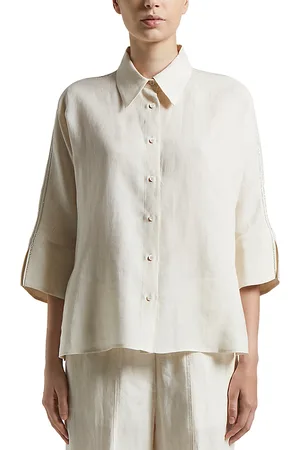 PESERICO SIGN Flax Linen Cropped Blouse