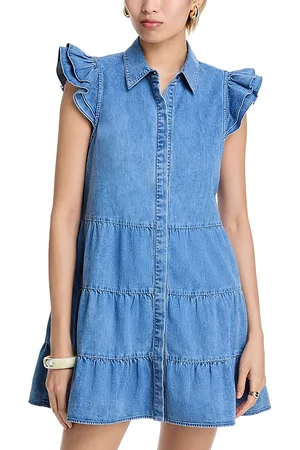 ALICE+OLIVIA Alice and Oliva Jem Denim Tiered Mini Dress
