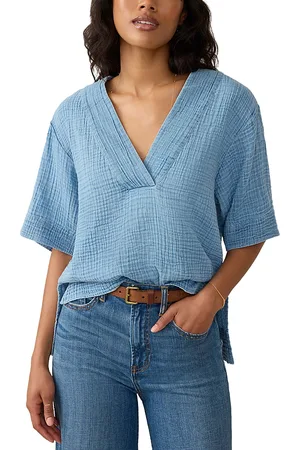 Faherty Dune Relaxed Fit Cotton Gauze Top