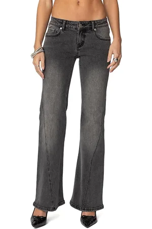 Edikted Colton Boot Cut Low Rise Jeans in Black Wash