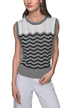 Karl Lagerfeld Geometric Pointelle Knit Sleeveless Sweater
