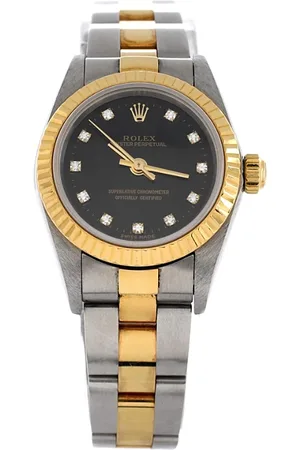 Rolex Oyster Perpetual Automatic Watch in Stainless Steel and Gold with Diamond Markers 24mm