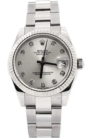 Rolex Oyster Perpetual Datejust Automatic Watch in Stainless Steel and White Gold with Diamond Markers 31mm