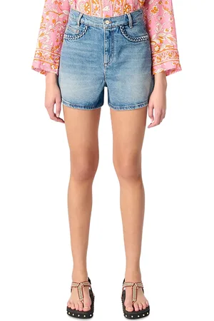 Maje Denim Shorts with Braided Trim in