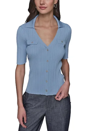 Karl Lagerfeld Collared Rib Sweater Top