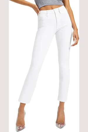 GOOD AMERICAN Good High Rise Straight Raw Hem Jeans in W037