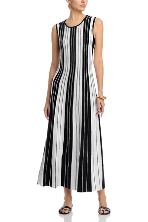 Misook Fit And Flare Striped Maxi Dress